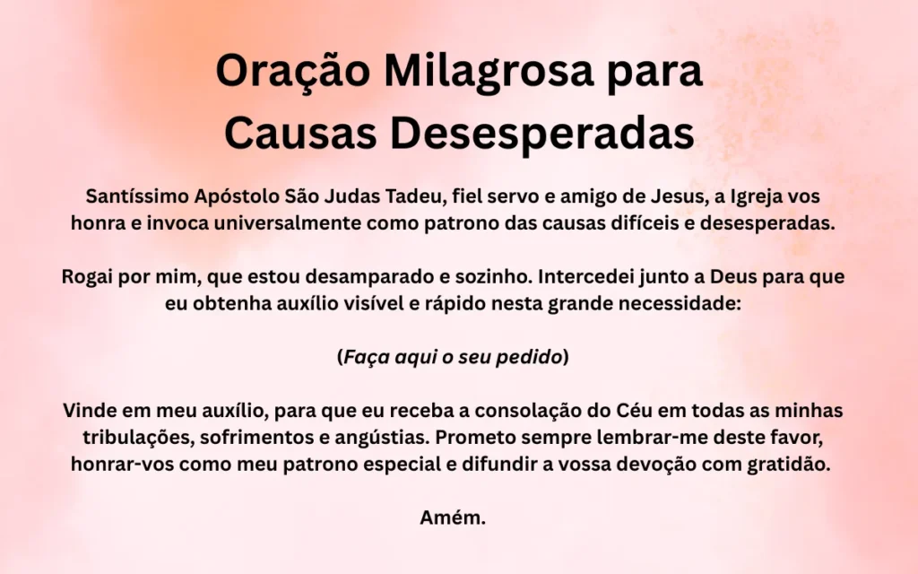 Oração Milagrosa São Judas Tadeu