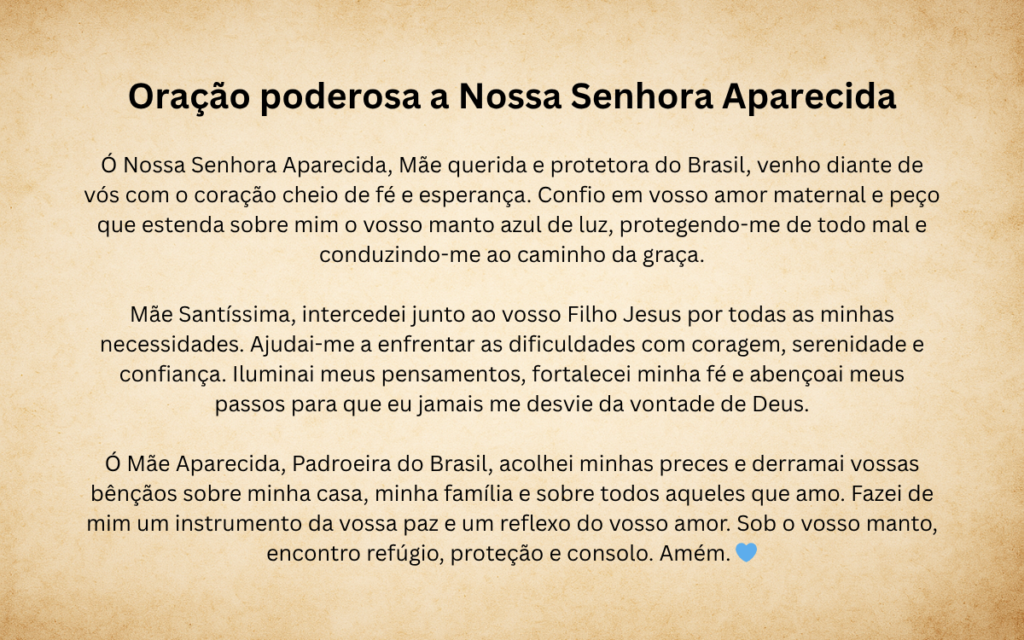 oração poderosa a nossa senhora da aparecida