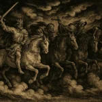 ilustração dos quatro cavaleiros do apocalipse inspirada no evangelho de João