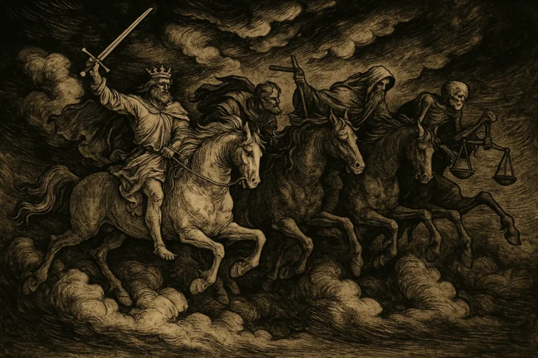 ilustração dos quatro cavaleiros do apocalipse inspirada no evangelho de João